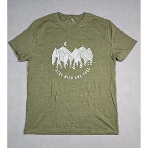 Goex Mens Green Stay Wild And Free Graphic T Shirt Size Large NWOT